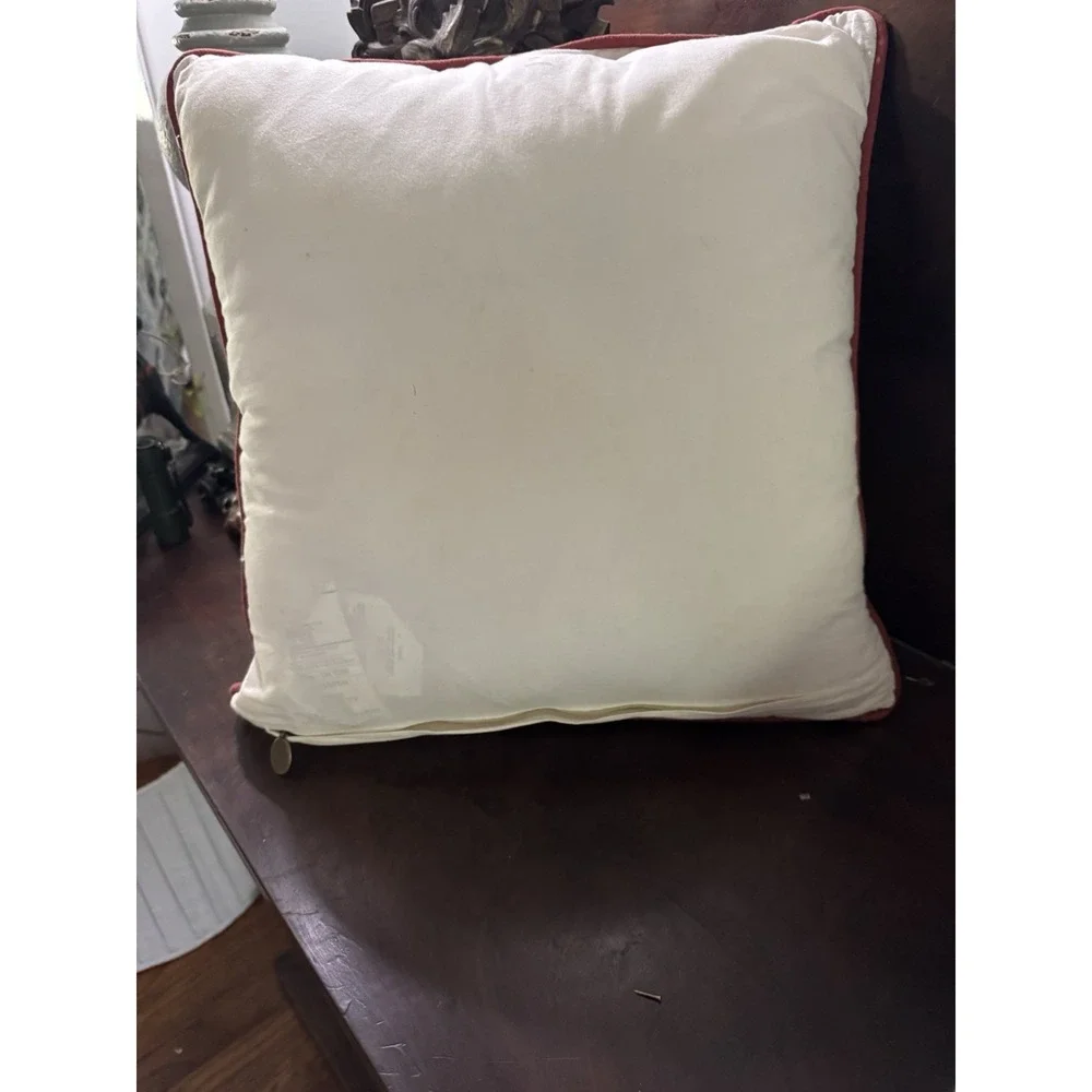 Pier One Fall Flower Appliqué Throw Pillow Cover Zipper Closure